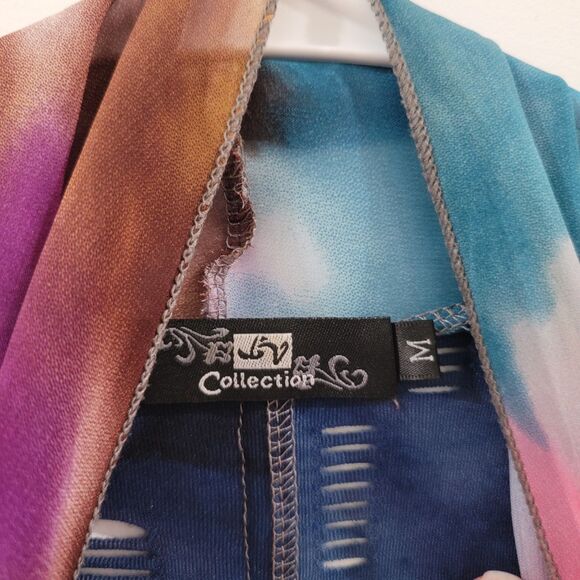 Womens Open Cardigan Size Medium Sheer Sleeveless Colorful Bohemian Indie Fairy - Picture 3 of 8